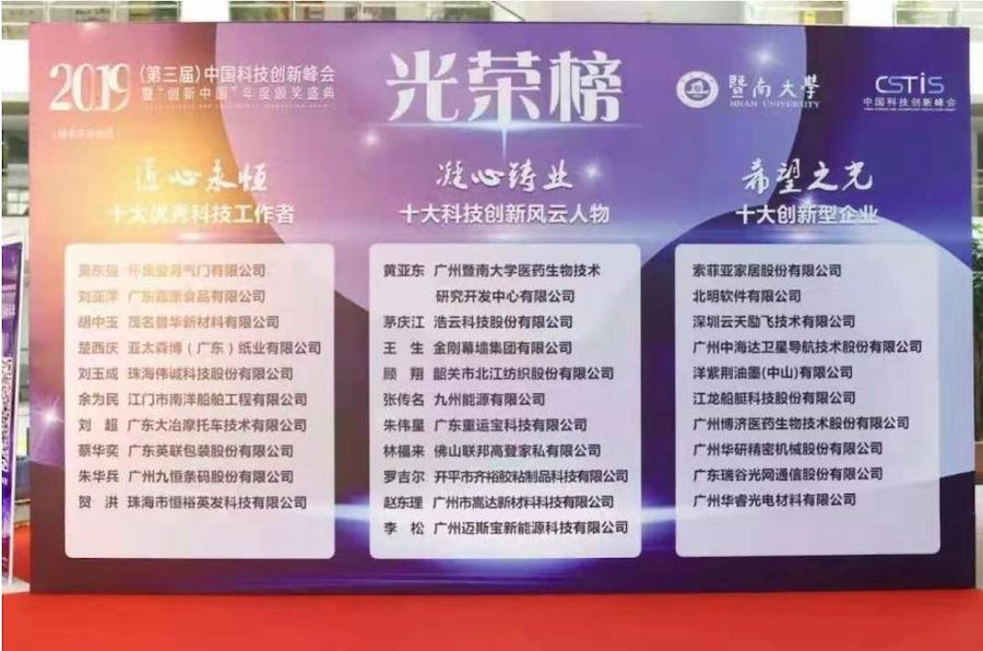 Warm Congratulations to General Manager Li Song of Our Company on Being Listed as One of the Top Ten Technological Innovation Figures in China in 2019